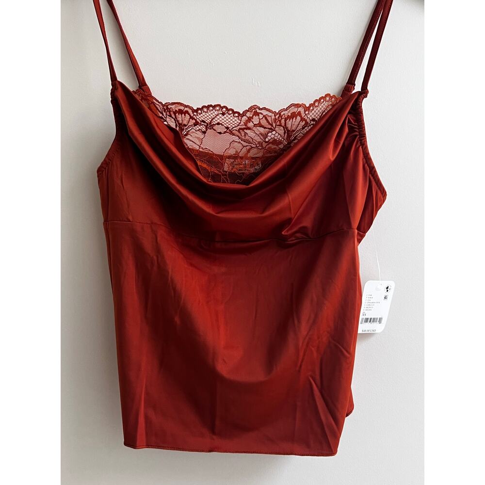 NWT Free People Sophie Lace Trim Camisole cinnamon stick XS
